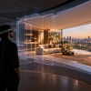 Experiência imersiva no mercado imobiliário com realidade virtual e visualização de apartamento antes da obra.